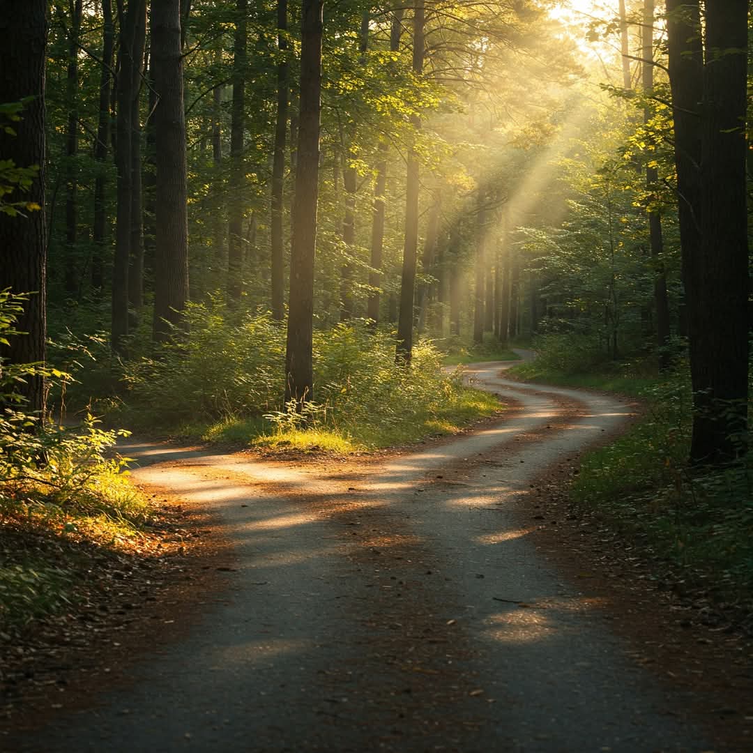 Weggabelung im Wald, die sich nach links und rechts aufteilt. Sinnbild für die Entscheidungsfindung